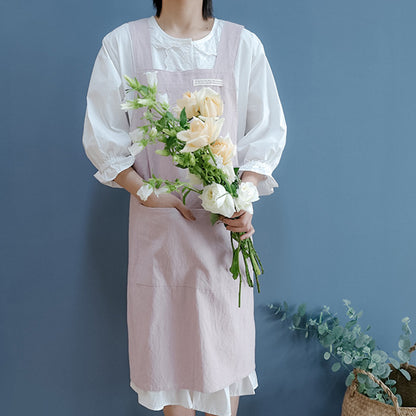 Tablier simple en coton avec dos croisé de couleur pure
