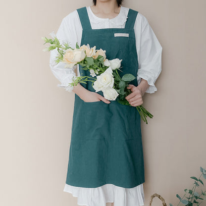 Tablier simple en coton avec dos croisé de couleur pure