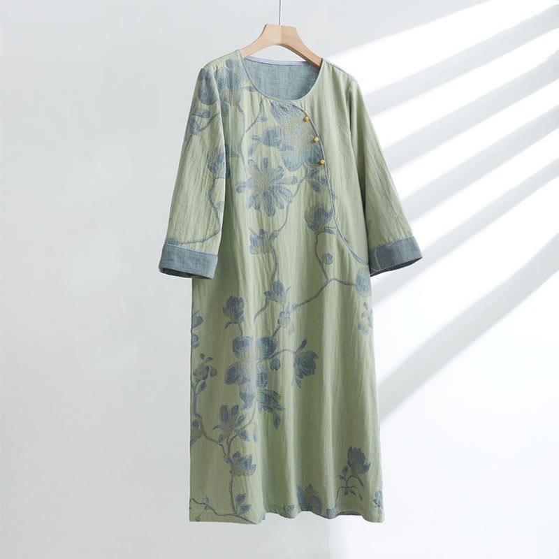 Chemise de nuit courte en coton jacquard « Magnolia »