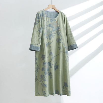 Chemise de nuit courte en coton jacquard « Magnolia »