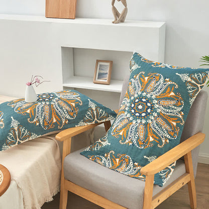 Serviette de toilette à motif floral cyan foncé (2 pièces)