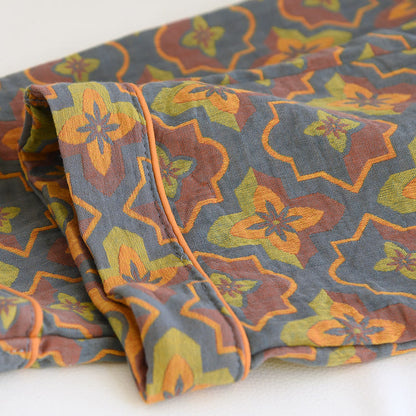 Ensemble de vêtements d'intérieur en coton avec revers à motif floral en losange