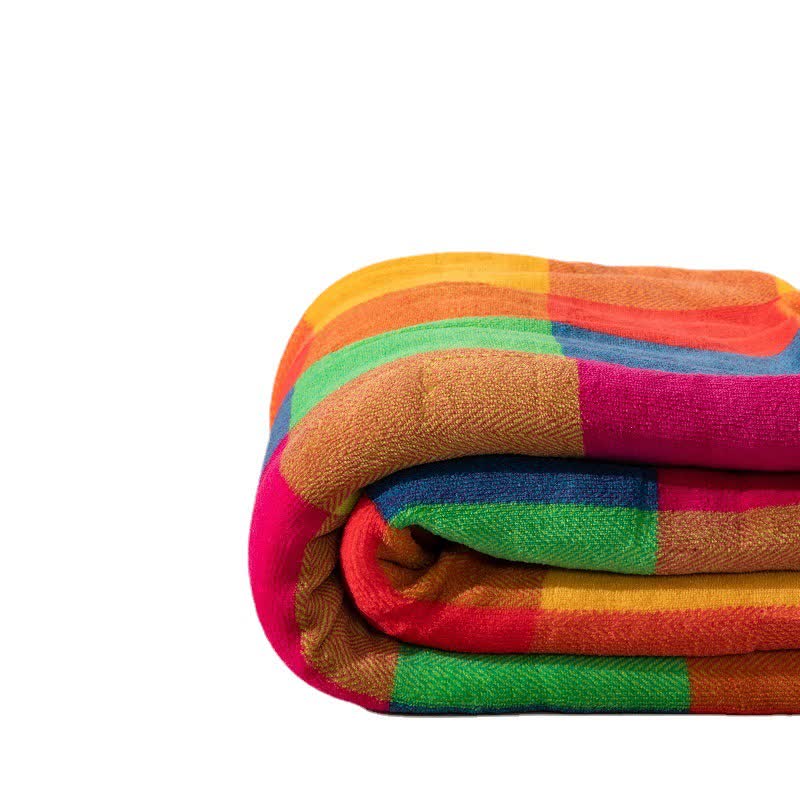 Couverture épaisse Ownkoti avec motif à carreaux colorés