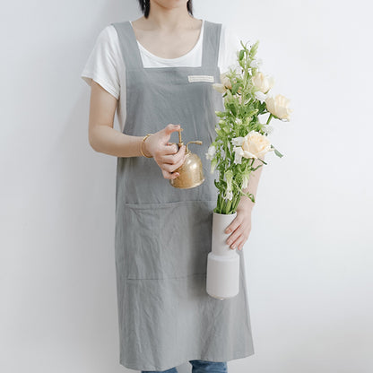 Tablier simple en coton avec dos croisé de couleur pure