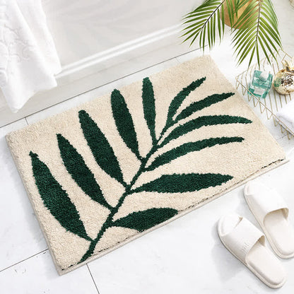 Ownkoti Tapis de sol doux et antidérapant avec motif de feuilles vertes - image 9