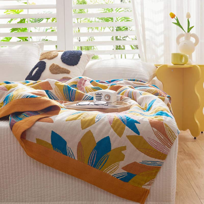 Couette réversible en coton Ownkoti à imprimé floral jaune