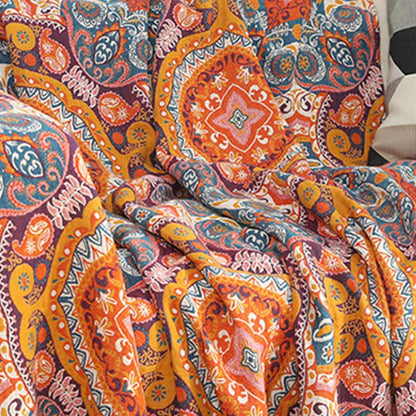 Couverture de canapé en coton bohème orange