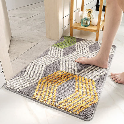 Tapis de salle de bain doux et antidérapant Ownkoti avec motif de feuilles
