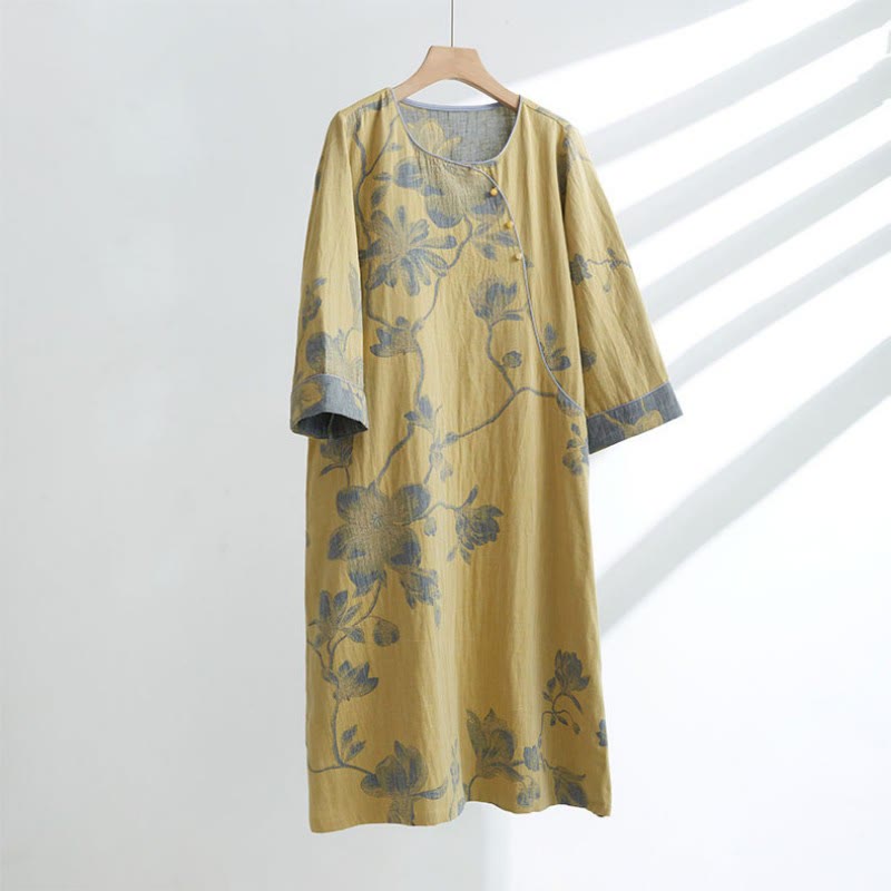 Chemise de nuit courte en coton jacquard « Magnolia »