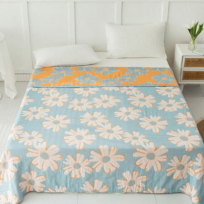 Couverture douce en coton réversible avec imprimé marguerites