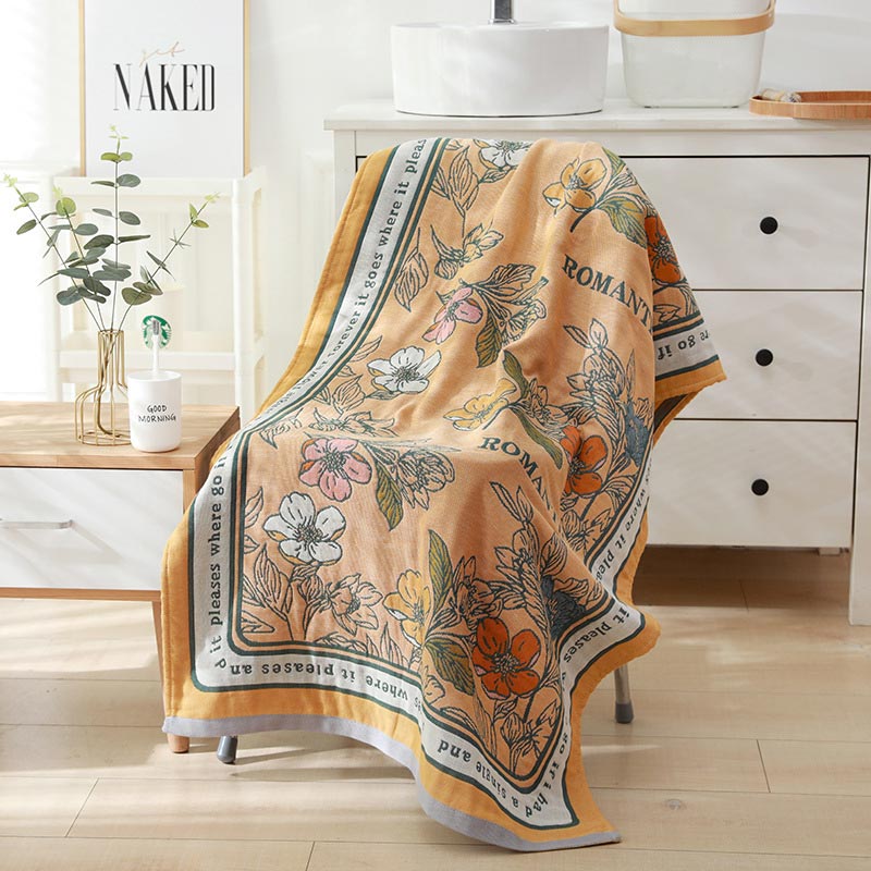 Serviette de bain réversible Ownkoti à motif floral en différentes couleurs