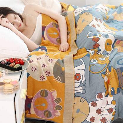 Couette réversible en coton Ownkoti avec un joli motif de dessin animé animalier