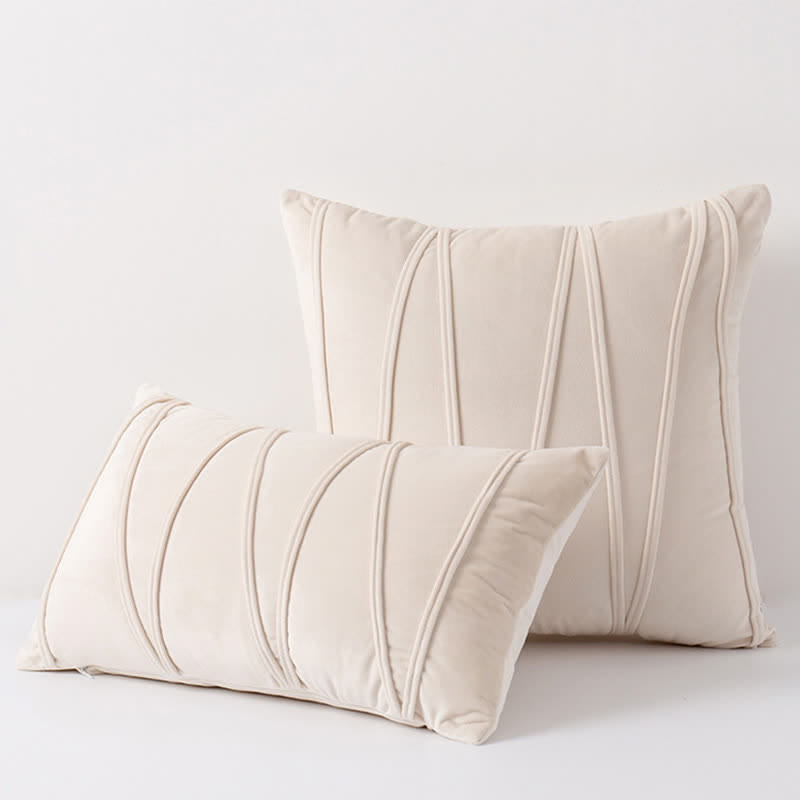 Housse de coussin décorative en velours doux à motif rayé