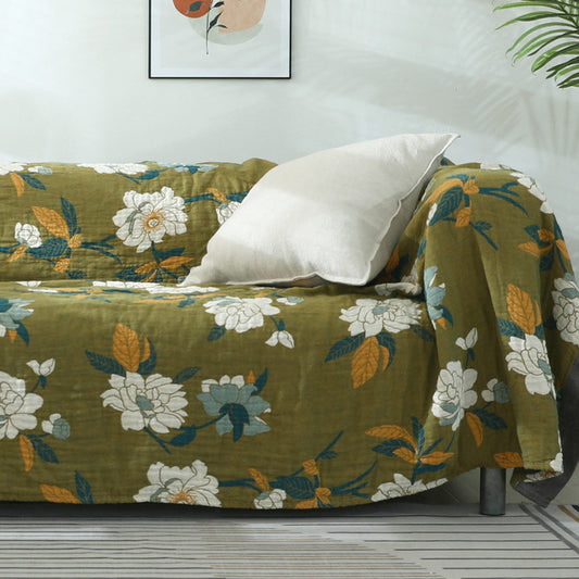 Couverture réversible Ownkoti à motif floral, housse de canapé en coton