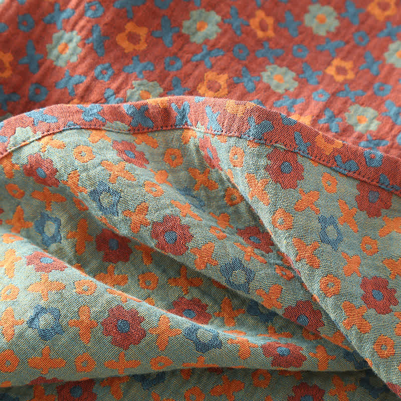Chemise de nuit en coton doux à col rond et motif floral