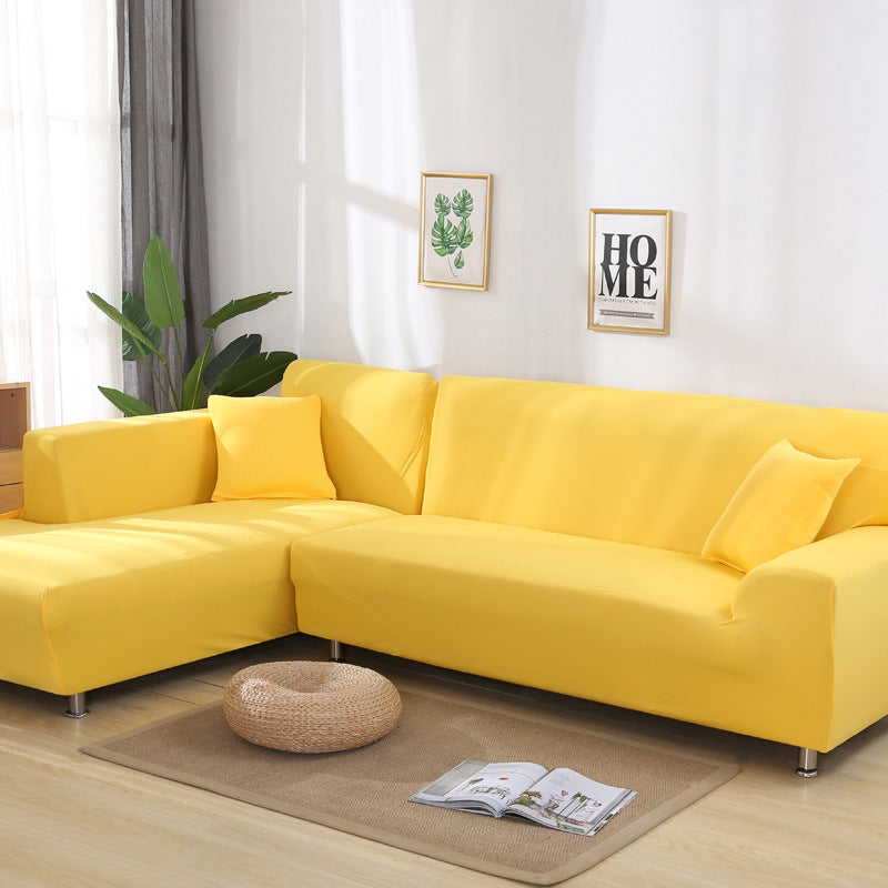 Housse de canapé de couleur unie, élastique et extensible