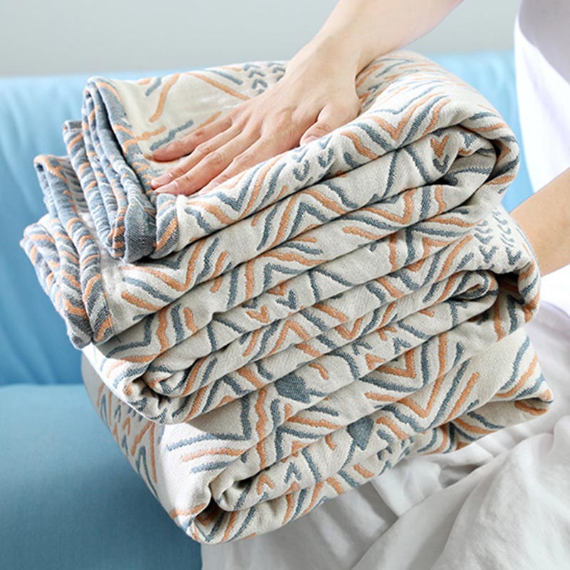Couette en coton rayée Ownkoti Boho, réversible, serviette de canapé
