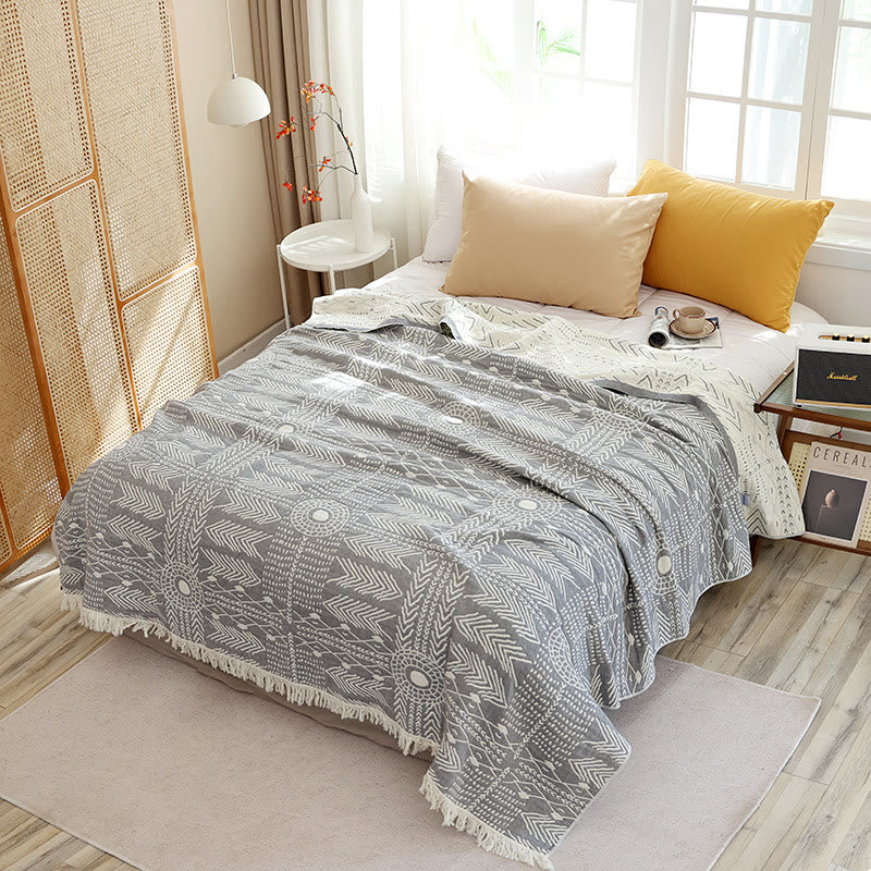 Couette réversible en coton doux à motif géométrique