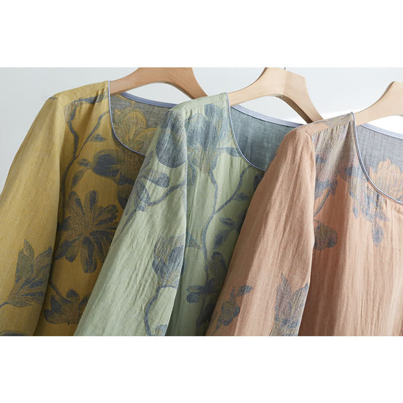 Ensemble de vêtements d'intérieur confortables en coton avec col rond et motif floral