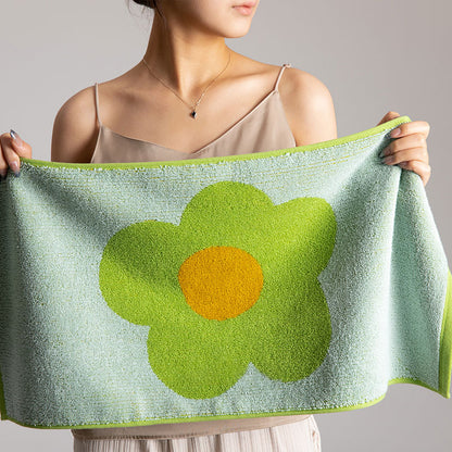 Serviette en coton respirant avec motif floral et design en blocs de couleurs