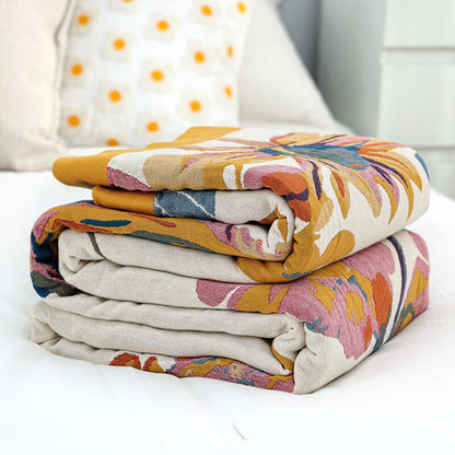 Couette réversible en coton à motif papillon et fleur