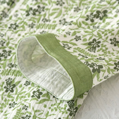 Ensemble de vêtements d'intérieur en coton de style pastoral avec imprimé floral