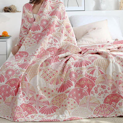 Couette réversible en coton à motif de coquille de lapin