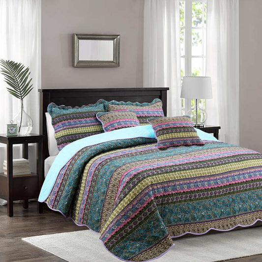 Couette rayée style jacquard avec taie d'oreiller