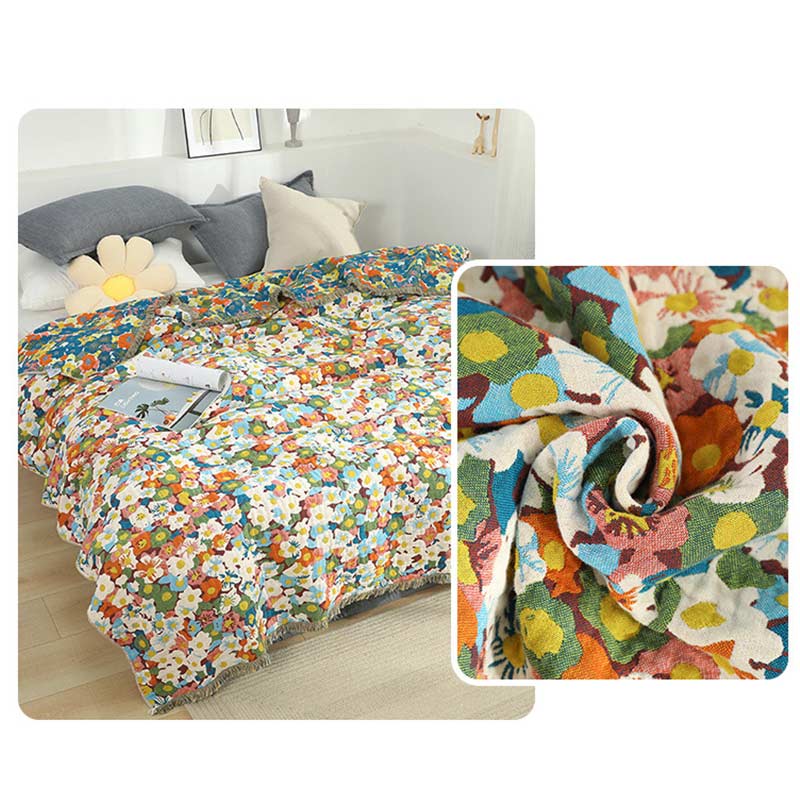 Ownkoti – Couette en coton douce et réversible avec motif floral rustique