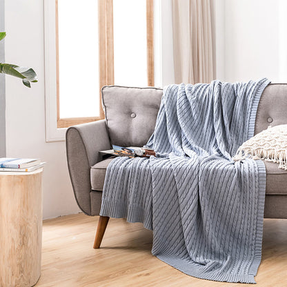 Couverture de canapé en coton tricoté uni Ownkoti