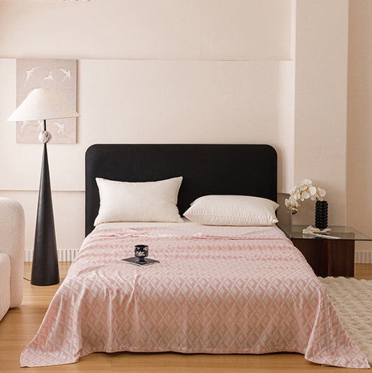 Couette en fibre de bambou à motif losange multicolore Ownkoti - Rose - Reine - image 0