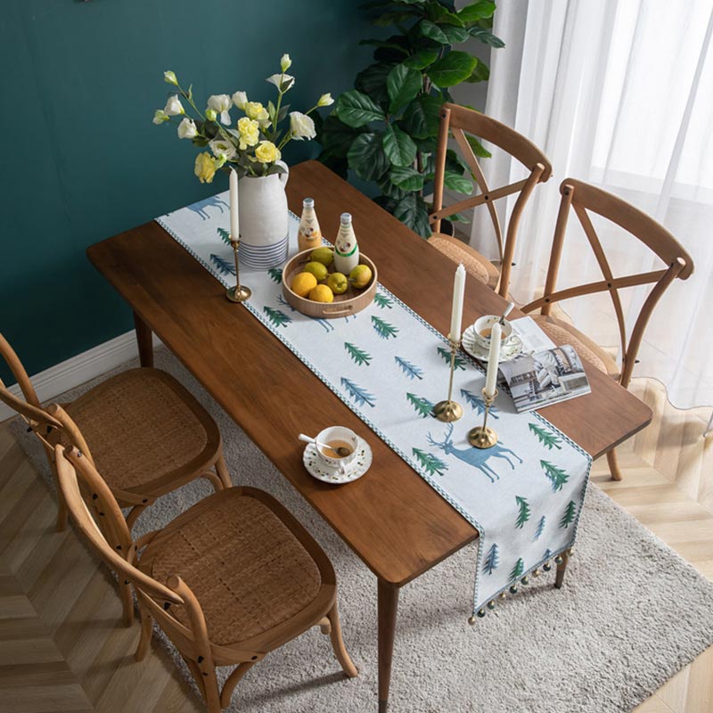 Chemin de table de Noël Ownkoti avec pompon