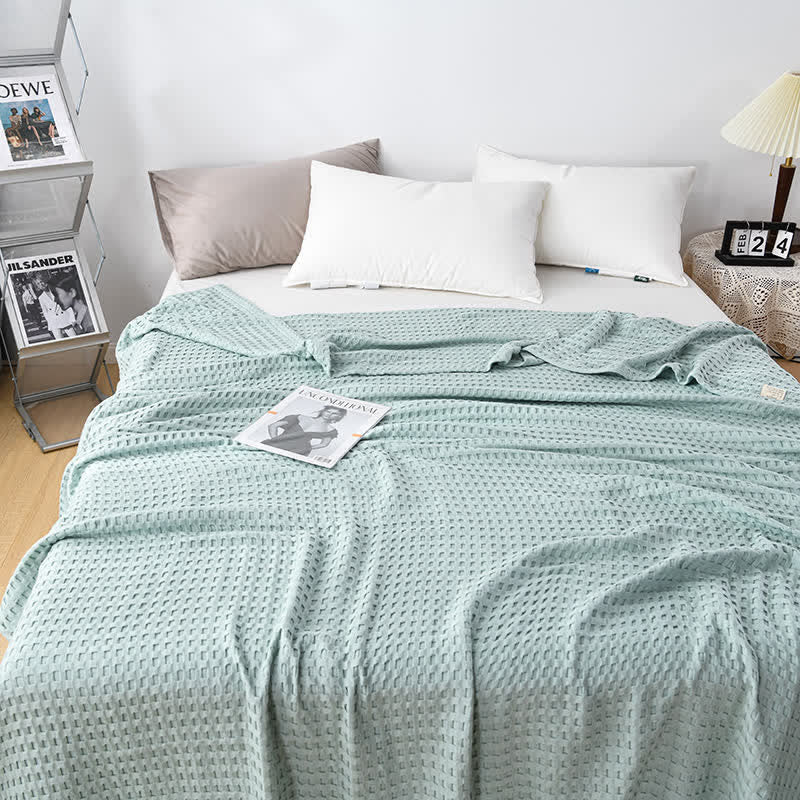 Couette réversible en coton gaufré uni