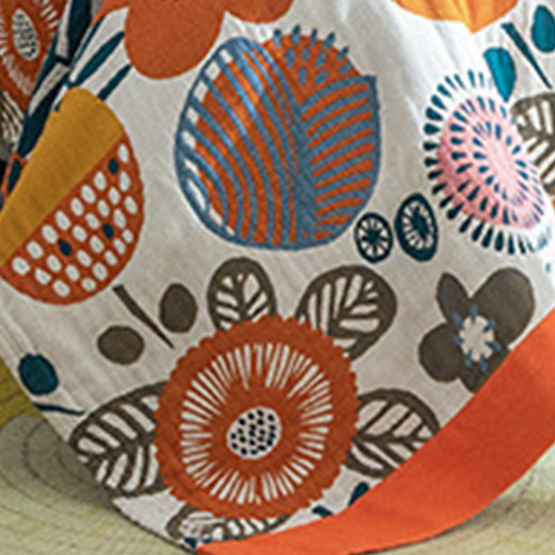 Couette en coton orange Ownkoti à motif floral de dessin animé