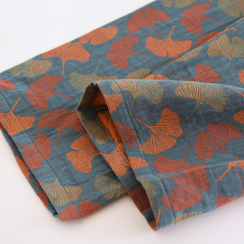 Ensemble de vêtements d'intérieur en coton avec bouton en forme de feuille de ginkgo - image 11