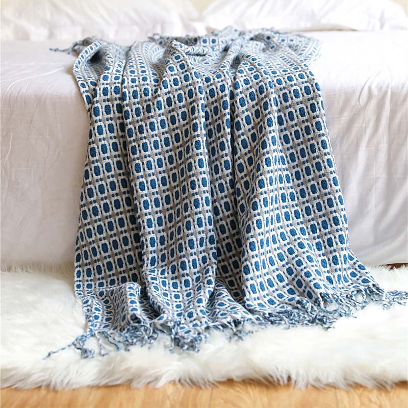 Couverture de canapé tricotée Ownkoti avec pompons
