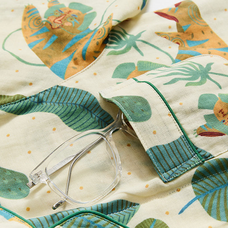 Ensemble de vêtements de détente à motif de plantes tigrées mignonnes