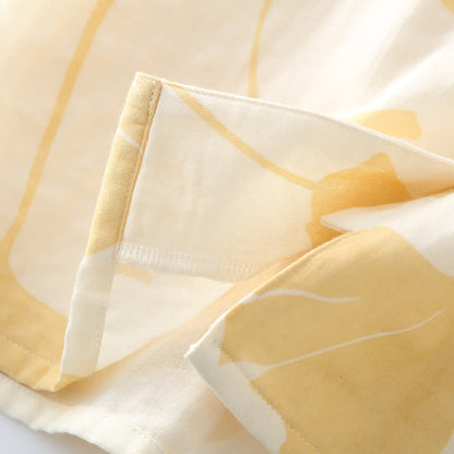 Ensemble de vêtements d'intérieur en coton avec nœud en feuille de ginkgo