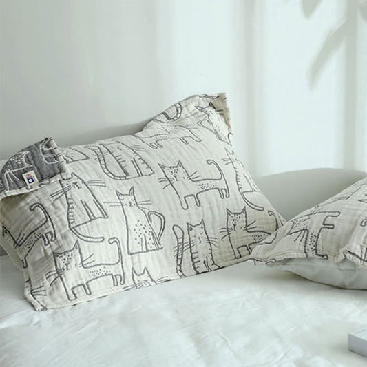 Coussin décoratif en coton imprimé chat Ownkoti (2 pièces)