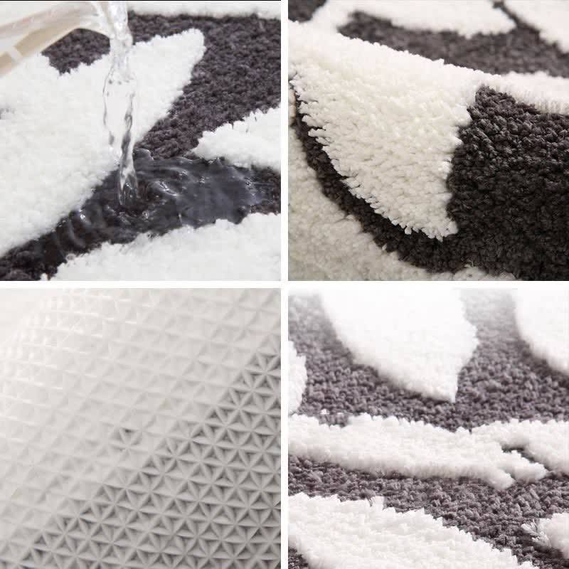 Tapis de bain doux et antidérapant avec motif de feuilles