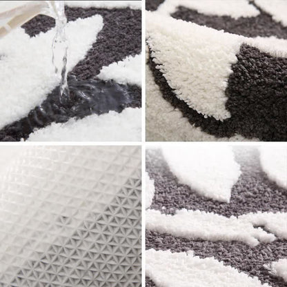 Tapis de bain doux et antidérapant avec motif de feuilles