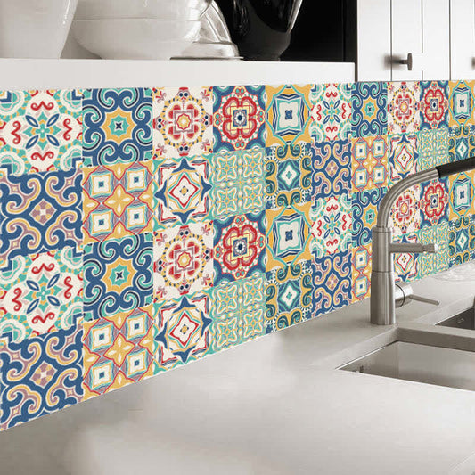 Papier peint et autocollants pour carrelage Ownkoti avec motifs colorés, mixtes, 10 pièces