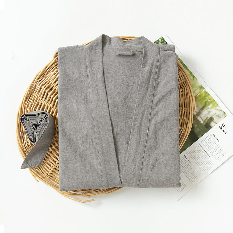 Peignoir doux à col en V avec poches Ownkoti