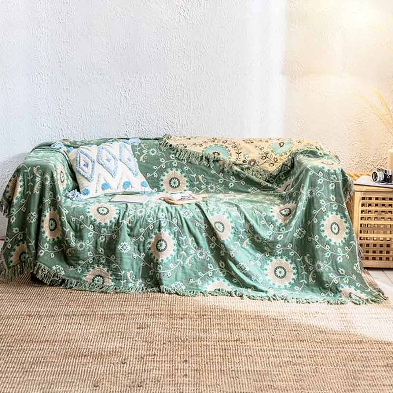 Housse de canapé rétro Ownkoti, couverture réversible en coton