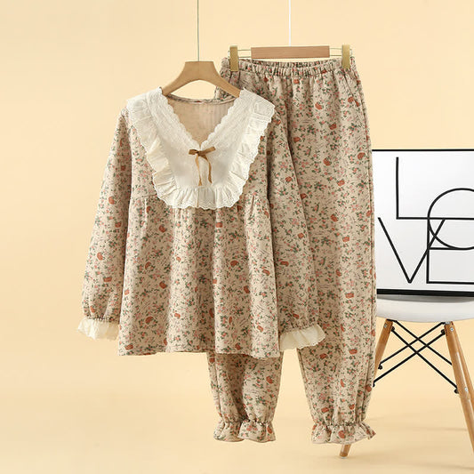 Ensemble de vêtements de détente en coton de style roseraie vintage