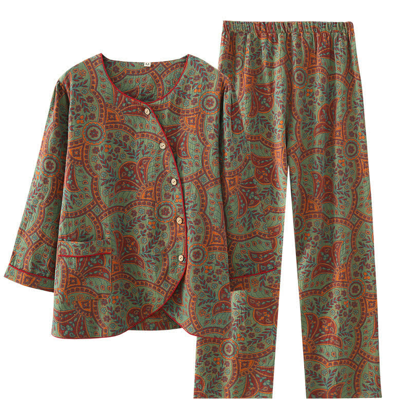 Ensemble de vêtements d'intérieur à col rond avec motif jacquard vintage - image 2