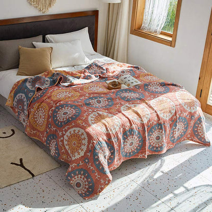 Couette double face en coton à motif circulaire