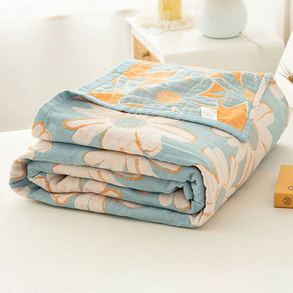 Couverture douce en coton réversible avec imprimé marguerites