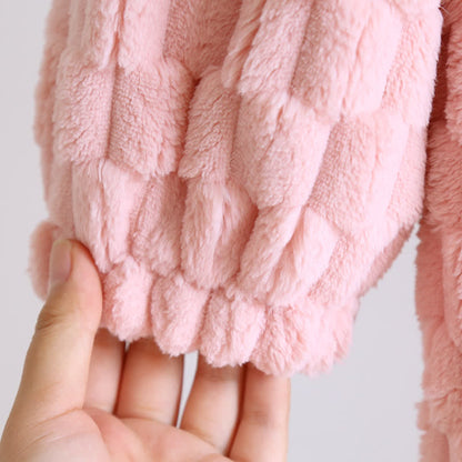 Peignoir en flanelle chaude de couleur unie avec capuche