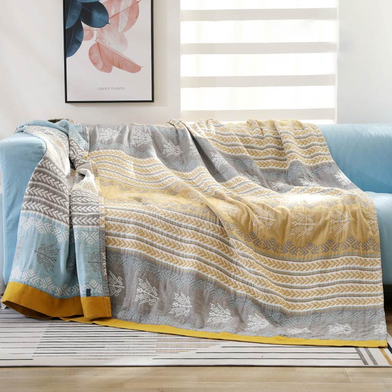 Couverture réversible en coton Ownkoti avec imprimé épis de blé